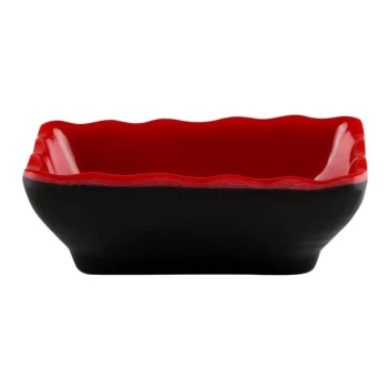 Elite Global Solutions JW3252T 2 oz. Karma Black and Red Two-Tone Melamine Sauce Dish - 6/Case