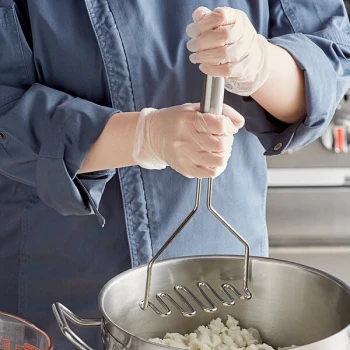 TableCraft 13 1/2" Stainless Steel Diamond-Faced Potato/Bean Masher 7412