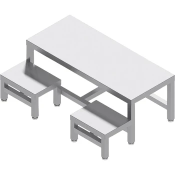 BenchPro 32" x 48" x 18" Double Two-Level Stainless Steel Gowning Bench DLSG3248