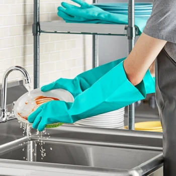 San Jamar Nitrile Green 19" 22 Mil Gloves - Medium - Pair