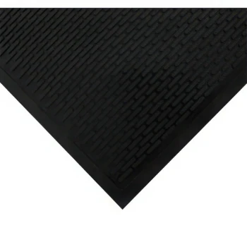 M+A Matting SuperScrape 5555035100 3' x 5' Black Rubber Scraper Mat with Smooth Backing - 3/16" Thick