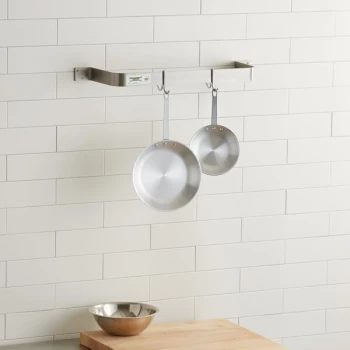 Regency 24" Stainless Steel Wall Mounted Single Line Pot Rack with 2 Double Prong Hooks