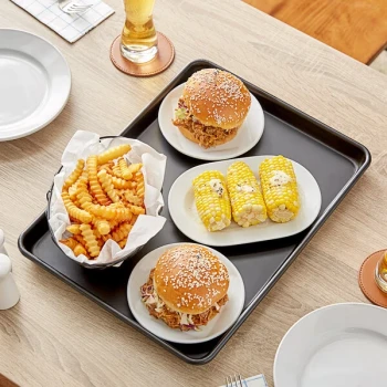 Baker's Lane Half Size 18 Gauge Non-Stick 13 inch x 18 inch Black Wire in Rim Aluminum Bun / Sheet Pan / Tray