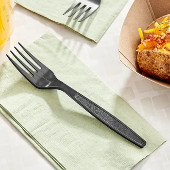 Choice Black Extra Heavy Weight Polystyrene Plastic Fork - 100/Pack