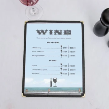 Choice 8 1/2" x 14" Menu Paper - Seafood Harbor Themed Middle Insert - 100/Pack