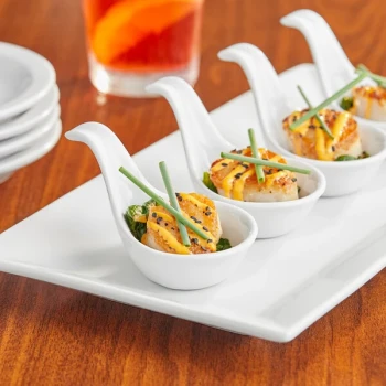 Acopa 1 oz. Bright White Porcelain Appetizer / Tasting Spoon - 72/Case