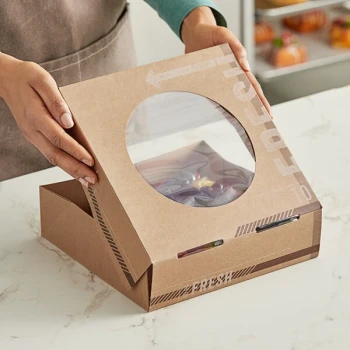 Inno-Pak To Go Fresh 9" x 9" x 2 1/2" Kraft Auto-Popup Window Pie / Bakery Box - 100/Case