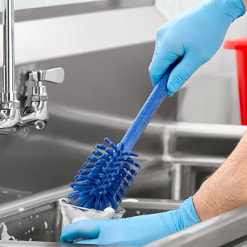 Carlisle Sparta Spectrum 12" Blue Carafe & Server / Bottle Cleaning Brush- 2 3/4" Bristle Diameter 40000EC14