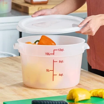 Choice 12 Qt. Translucent Round Polypropylene Food Storage Container with Lid