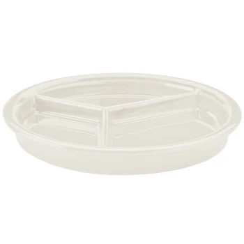 Hall China from Steelite International HL19010AWHA 9 1/16"Ivory (American White) 3 Compartment Divided China Plate - 12/Pack