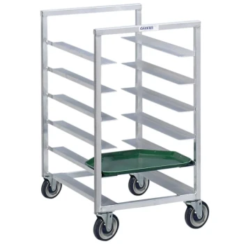 Channel T440A3 10 Tray Bottom Load Aluminum Trapezoidal Cafeteria Tray Rack - Assembled