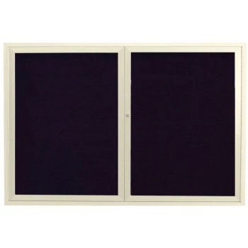 Aarco ADC4872IV 48" x 72" Enclosed Hinged Locking 2 Door Powder Coated Ivory Aluminum Indoor Message Center with Black Letter Board