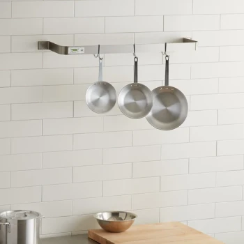 Regency 36" Stainless Steel Wall Mounted Single Line Pot Rack with 3 Double Prong Hooks