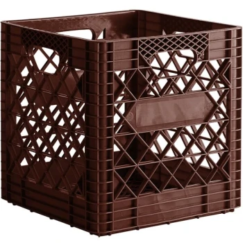 Brown 16 Qt. Super Square Milk Crate - 14 3/4" x 14 3/4" x 14 7/8"