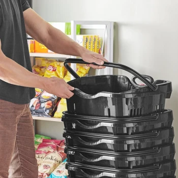 Regency Black 21 1/4" x 16 1/2" Plastic Grocery Market Shopping Basket with Wheels - 6/Pack