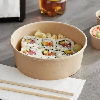 Choice 16 oz. Round Kraft PE-Lined Microwavable Take-Out Container - 300/Case
