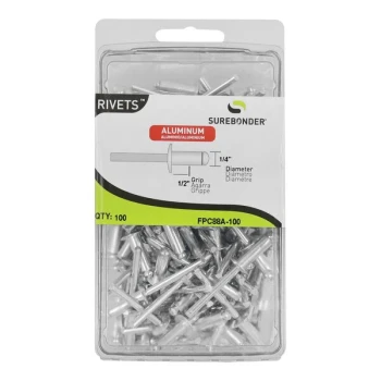 Surebonder 1/4" x 1/2" Light-Duty Aluminum Rivet 100-Count FPC88A-100 - 5/Case