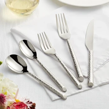Acopa Iris 18/8 Stainless Steel Extra Heavy Weight Forged Flatware 5-Piece Set - Sample