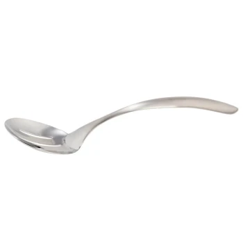 Bon Chef 9458BF 13 1/2" Brushed Stainless Steel Slotted Serving Spoon with Hollow Cool Handle