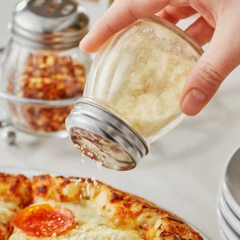 Choice 6 oz. Glass Cheese Shaker with Perforated Chrome-Plated Lid