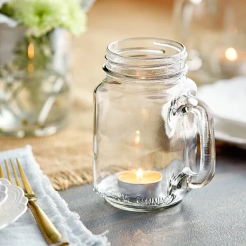 Acopa 16 oz. Mason Candle Holder with Handle - 12/Case