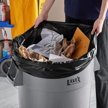 EcoStrong Plus PCRL385820K 55-60 Gallon 1.7 Mil 38" x 58" Linear Low-Density Heavy-Duty Black Liner / Trash Bag - 100/Case