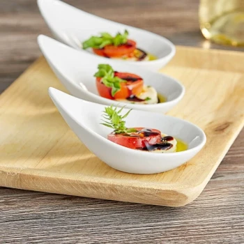 Acopa 2 oz. Bright White Porcelain Slanted Appetizer / Tasting Spoon - 72/Case