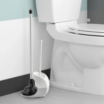 Lavex Toilet Bowl Brush and Toilet Plunger Set with Caddy