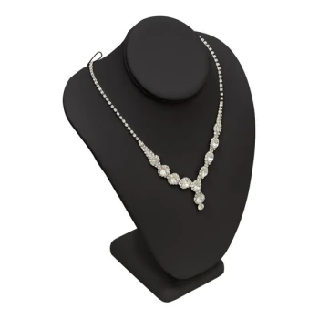 7 1/2" x 5 1/8" x 11" Black Leatherette Standing Necklace Display Bust