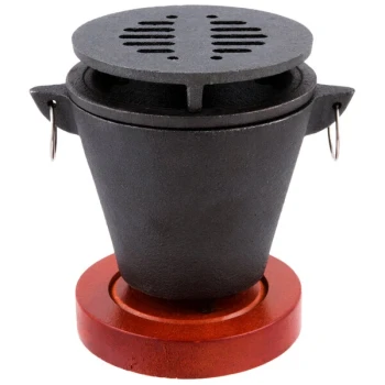 Chef Master Hibachi Set with Cast Iron Grill, Wooden Base, and Fuel Holder
