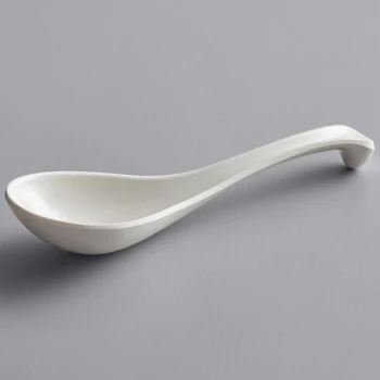 Thunder Group 7000V 1 oz. Ivory Melamine Asian Soup Spoon / Appetizer Spoon - 12/Pack