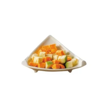 CAC TB-H6 6 oz. Super White Triangle Horn Edge Dish - 36/Case