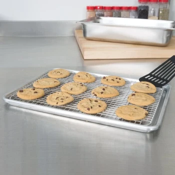 Vollrath 20248 Super Pan V® 11 3/4" x 16 1/2" Footed Stainless Steel Cooling Rack for Half Size Bun / Sheet Pan