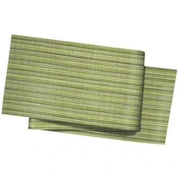 Front of the House Metroweave 72" x 14" Greens Mesh Woven Vinyl Reusable Table Runner - 2/Pack