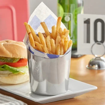 Acopa 12 oz. Smooth Stainless Steel Appetizer / French Fry Holder with Angled Top
