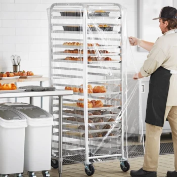 Regency 63" Clear 8 Mil Full-Size Plastic Bun Pan Rack Cover with 3 Zippers
