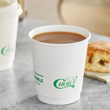EcoChoice 10 oz. Smooth Double Wall White Compostable Paper Hot Cup - 500/Case