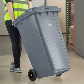 Lavex 64 Gallon Gray Wheeled Rectangular Trash Can with Lid