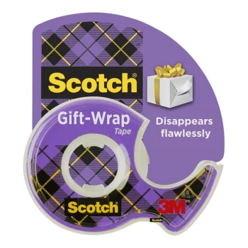 3M Scotch™ Gift-Wrap 0.75" x 650" Transparent Invisible Tape with Dispenser 7000048022