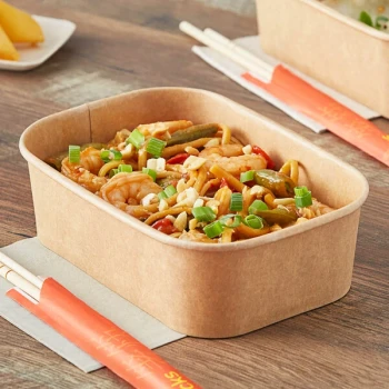 Choice 20 oz. Rectangular Kraft PE-Lined Microwavable Take-Out Container - 300/Case