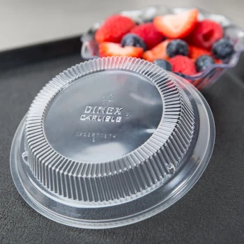 Dinex DX11870174 Clear Dome Disposable Lid for Dinex DXSWC6 6 oz. Clear Tulip Bowls, Dinex DXSWC8 8 oz. Clear Tulip Bowls, Carlisle 4531 5 oz. Tulip Dish, and Carlisle 4535 8 oz. Clear Tulip Bowls - 1,000/Case