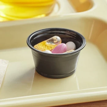 Choice 0.75 oz. Black Plastic Souffle Cup / Portion Cup - 2,500/Case