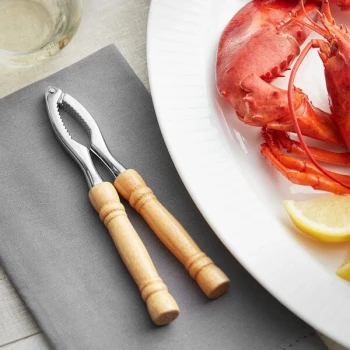 Acopa 7" Single-Jaw Chromium-Coated Zinc Alloy Lobster Cracker with Wood Handle