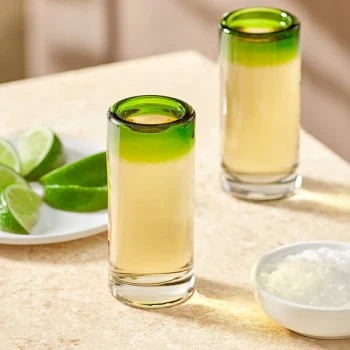 Acopa Tropic 3 oz. Shooter Glass with Green Rim - 12/Case