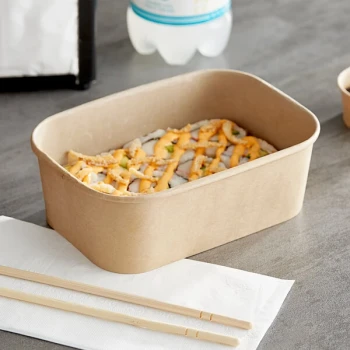 Choice 24 oz. Rectangular Kraft PE-Lined Microwavable Take-Out Container - 300/Case