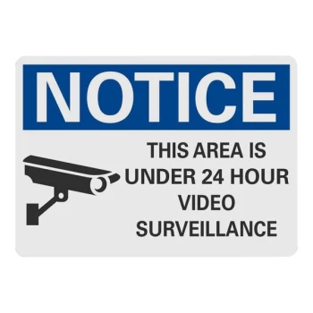 Lavex 14" x 10" Non-Reflective Plastic "Notice / This Area Is Under 24 Hour Video Surveillance" Safety Sign with Symbol