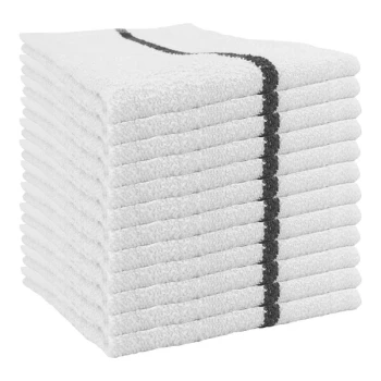 Hospeco Qwick Wick 16" x 19" 30 oz. Black-Striped Terry Cloth Bar Towel - 60/Case