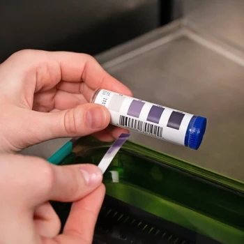 San Jamar SANISTRIPS Sani Station Chlorine Sanitizer Test Strips 10-200ppm - 100 Count Vial