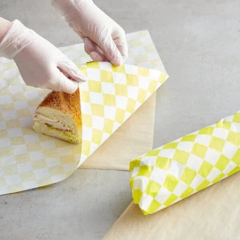 Choice 15" x 15" Yellow Check Deli Sandwich Wrap Paper - 4,000/Case