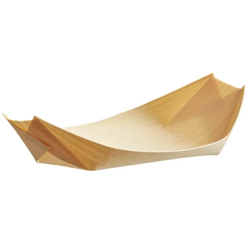 TableCraft Disposable Wood Boat 6 1/2" x 3 1/2" 5 oz. - 50/Pack